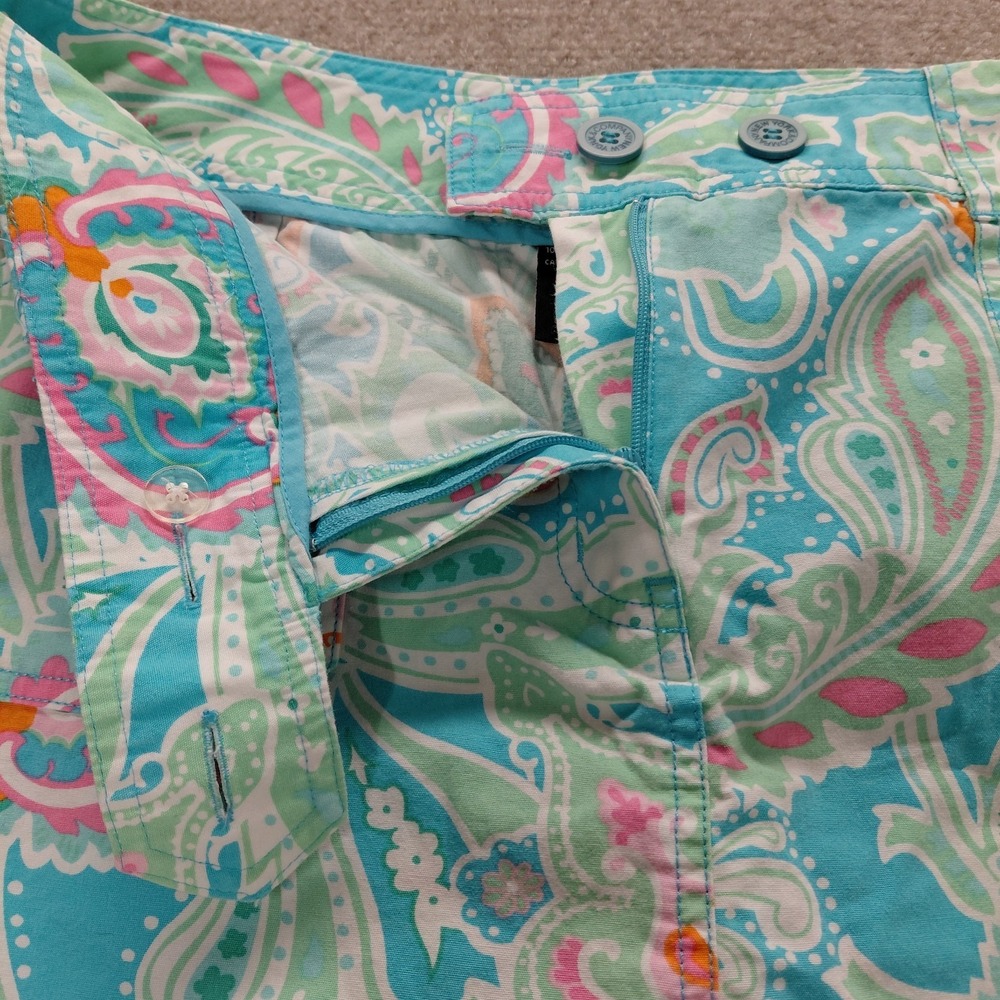 New York & Company Womens Size 12 Skort Paisley Pink Blue Green Colorful Skirt - Picture 8 of 14